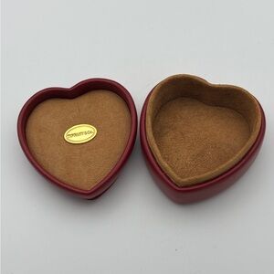 Tiffany & Co  Red Heart Leather & Suede Trinket Box Italy Jewelry Box